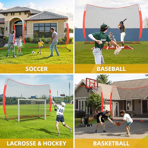 Shopsource 20x10ft Barricade Backstop Net, Ball Sports Barrier Netting, Protection Screen for Baseball Softball Lacrosse Soccer Hockey Training for Backyard with Carry Bag