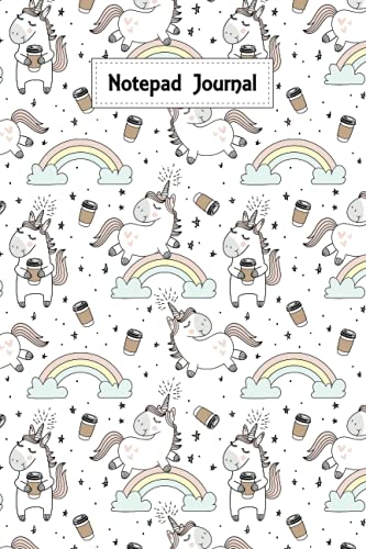  Unicorn & Coffee Notepad Journal, Cute Journal for Adults and Kids, 6x9 Notebook for Journaling