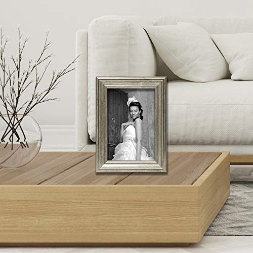 Image of Lawrence Frames Sutter Burnished Picture Frame, 4 by 6-Inch, Silver (Pack of 2)