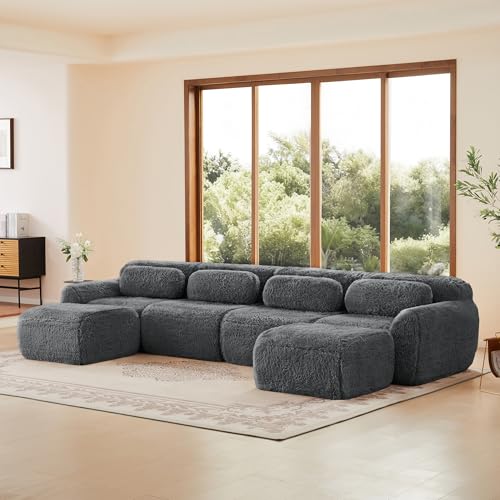 vutizal Sofá cama sofá sofá sofá cama modular en forma de U L sin montaje, uso inmediato, apto para mascotas, resistente a los arañazos para salón, oficina en casa, gris
