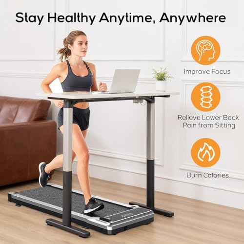 Image of Walking Pad Under Desk Treadmill, Portable Compact Electric Walking Treadmill, Quiet Fitness Machine with Remote Control & LED Display for Home Office