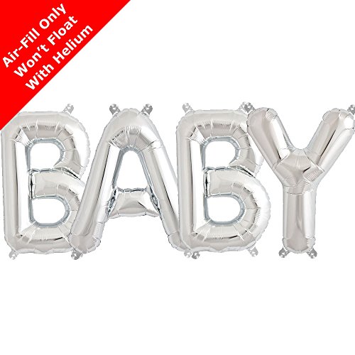 Northstar BABY - Silver 16 inch Foil Letter Balloon Pack for Baby Showers and Christenings by Signature Balloons