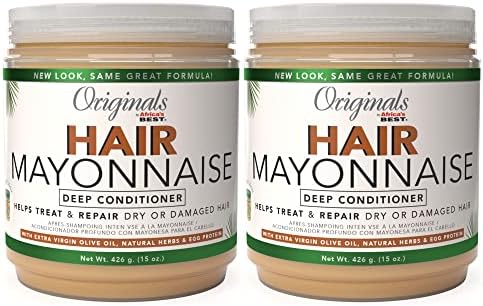Originals By Africa's Best Hair Mayonnaise Conditioner – 2 Pack (15 oz Jars) – Enriched with Herbal Extracts, Egg Protein & Olive Oil for Deep Conditioning & Repair