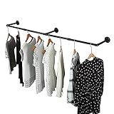 72inch Industrial Pipe Clothes Rack Wall Mount For Hanging Rod Bar for Laundry Room Up to Max Load 135Lb Black (72inch(1 Pack))