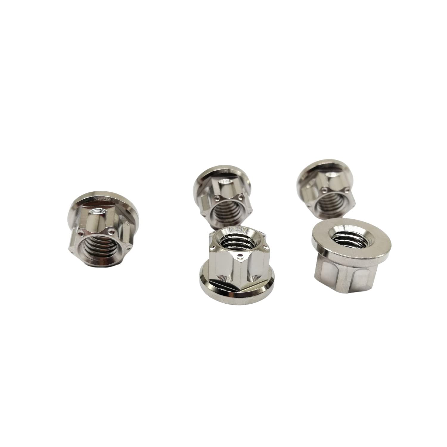 Muttern M6 M8 M10 M12 Mutter Sechskantflanschbolzen Schraubenmutter für Lokomotive und Motorrad Fahrrad Auto Boot Bremszubehör Titanbefestigungen Titanmutter 5er-Pack