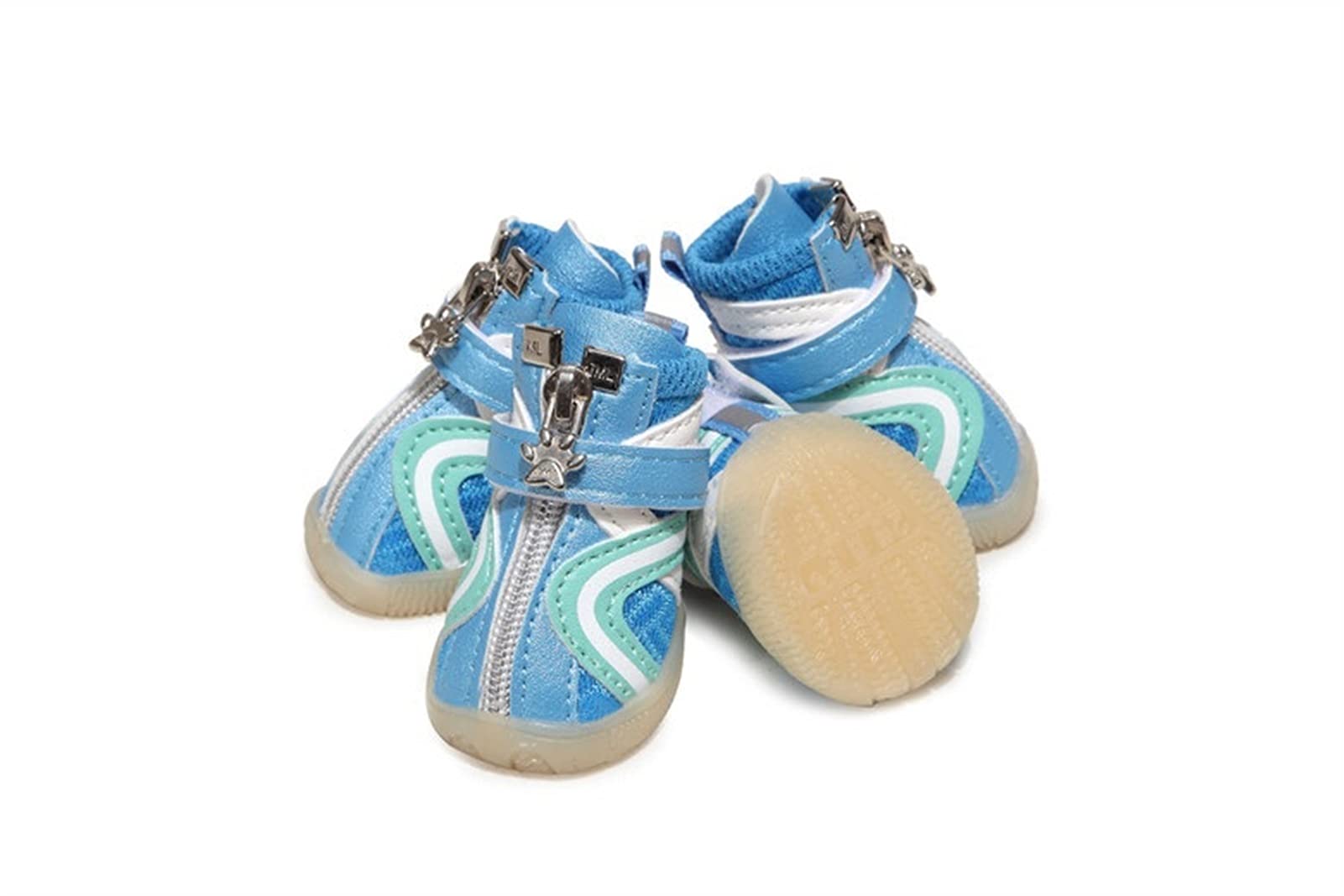 MOLUO Chaussures pour chien Respirant Wave Bottes pour petits chiens Antidérapantes Chaussures de sport pour animaux domestiques, les animaux domestiques sont trop amis (couleur : bleu, taille : 3)