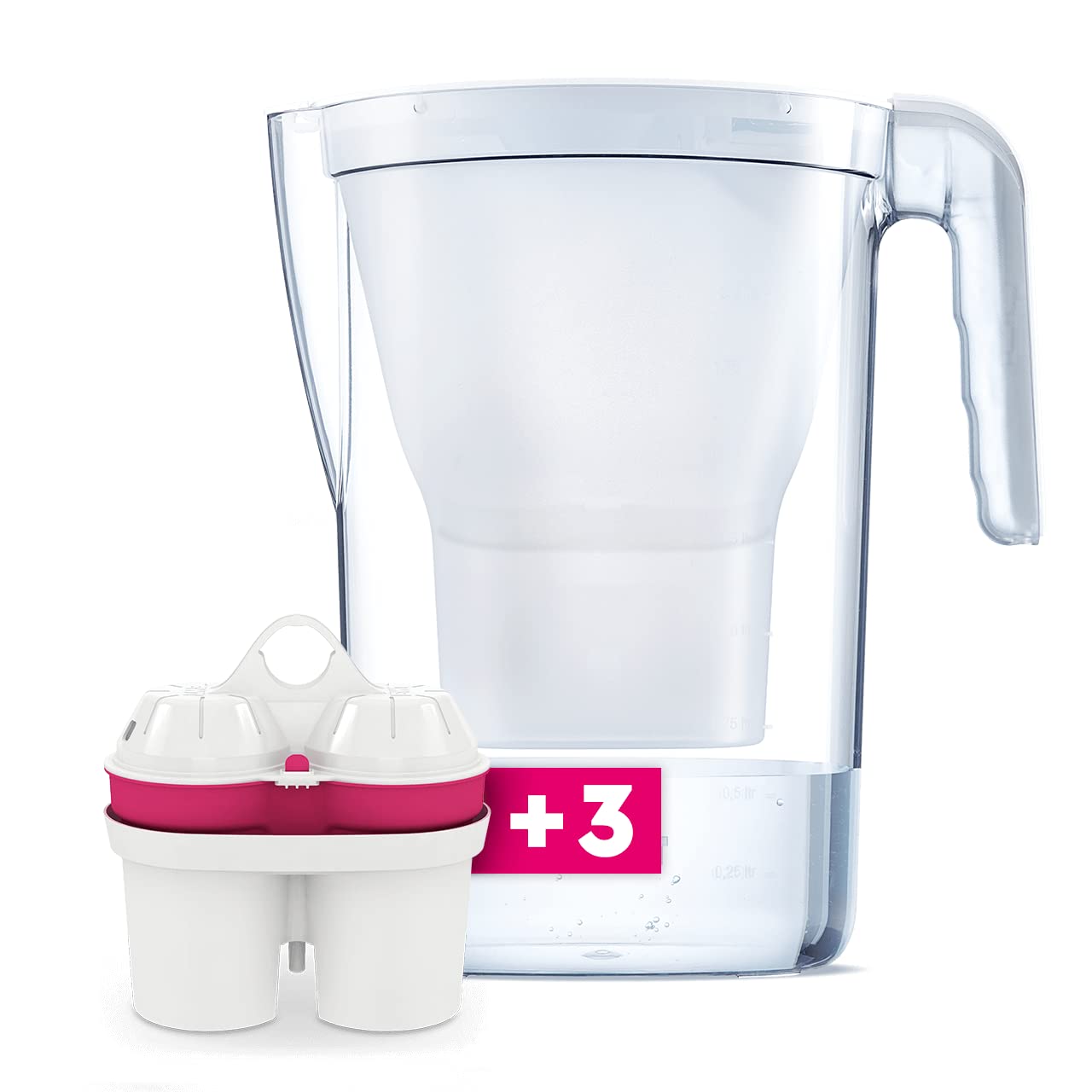 BWT Vida Table Water Filter with 3 Filter Cartridges Magnesium Mineralised Water I Hand Counter I 2.6 Litres I White
