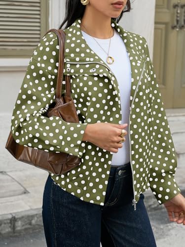 Image of Tankaneo Womens Polka Dot Zip Up Cropped Jackets