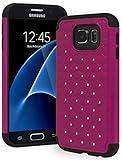 Galaxy S7 Case, Bastex Heavy Duty Slim Fit Hybrid Rubber Silicone Cover with Bling Rhinestone Premium Dual Shock Phone Case for Samsung Galaxy S7 (Hot Pink)