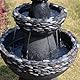 Teamson Home Garten Outdoor Brunnen Klassischer 3-stufiger Sockelbrunnen mit LED-Lichtern, Einstellbarer Fluss, dunkelgraues Steinoptik-Finish