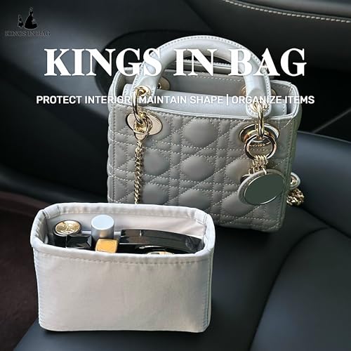 Image of Purse Organizer Insert for Lady Dior Small Bags, Satin Luxury Bag Insert, Lightweight & Portable Purse Shaper with Pockets, Ideal for Travel, Shopping, and Daily Use(Beton, Lady Small)