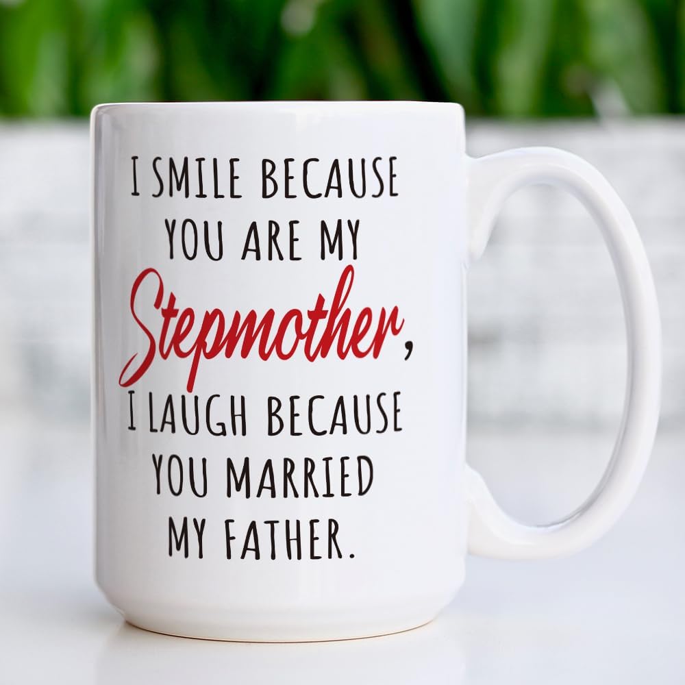 Fatbaby Funny Stepmother Coffee Mug, Valentine's Day Mother's Day Birthday Christmas Gifts for Stepmom from Stepdaughter Stepson 15OZ Bonus Mom Tea Cup - Image 2