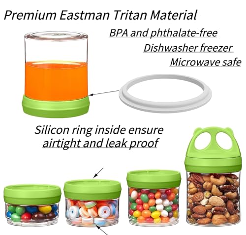 Image of SELEWARE Green Stackable Snack Containers for Kids Toddlers Adults, 31oz