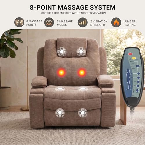 Image of Oversized Dual Motor Recliner Power Lift Chair for Elderly Big Tall, Zero-gravity Power Recliner Sofa, 350lbs Heavy Duty Seat with 4D Armrests, 180 Degree Full Lay-Flat Positioning, Phone Slot, Brown