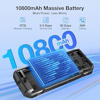 DOOGEE S Cyber Rugged Smartphone Android 14, 10800mAh Battery Rugged Phone, 20GB RAM + 256 ROM, 6.58" FHD+IPS Waterdrop Screen, 50MP AI Camera/Dual SIM Unlocked/Octa Core/OTG/GPS, Silver