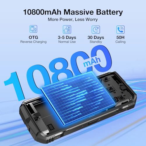 DOOGEE S Cyber Rugged Smartphone Android 14, 10800mAh Battery Rugged Phone, 20GB RAM + 256 ROM, 6.58" FHD+IPS Waterdrop Screen, 50MP AI Camera/Dual SIM Unlocked/Octa Core/OTG/GPS, Silver