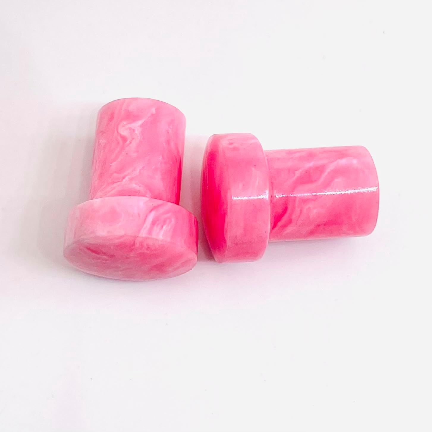 Rose Quartz Single Flared Ear Plugs – Handmade Crystal Stone Gauges Tunnels – Stone Body Piercing Jewelry – Stretching Gauges for Men Women – Pair