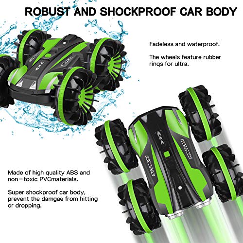 Yezi Amphibious Rc Stunt Car For Kids 2.4 Ghz 4Wd Remote Control Boat Waterproof Rc Monster Truck Rotate 360° Spins & Flips, All-Terrain Rc Car Beach Pool Toys Gifts For 5-12 Years Old Boys Girls #TOP1