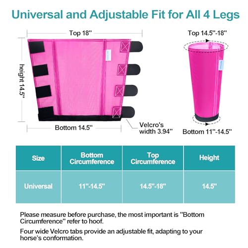 Image of Mesh Horse Fly Boots Set of 4, Loose Fitting Leggings for Horses, Reduce Stressful Stomping, Breathable Adjustable and Universal Fit for 4 Legs, Reliable Stay Put (Pink)