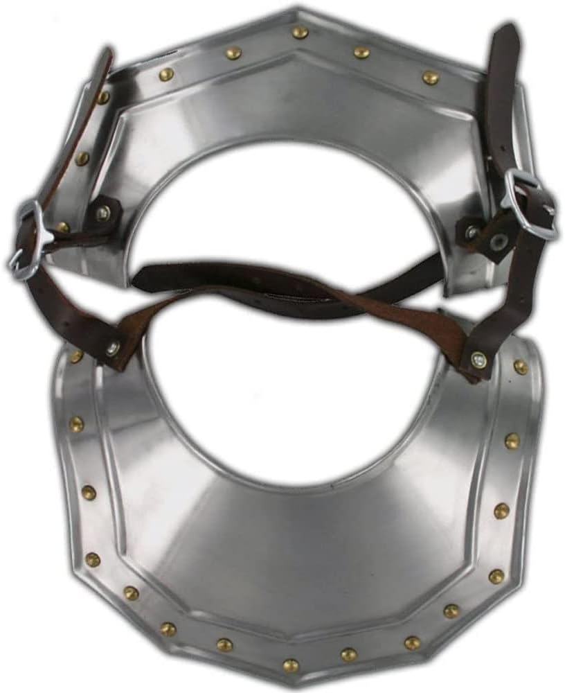 AnNafi® Renaissance Knigt Armor Gorget Neckplate | Steel Dark Warrior Armory Neck Plate | Wearable Medieval Kinght Armor Templar Crusader Larp Cosplay Costume for Men. Medieval Decor Historical Gift