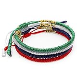 Luxfancy Pulseras Tibetanas Mujer o Hombre Set de 3 + 1 de Regalo Roja para la Suerte Hechas a Mano con Hilo Rojo Tibetano...
