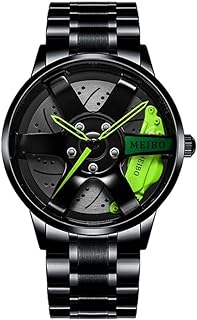 Sponsored Ad โ Car Watches for Men,Waterproofs Stainless Steel Quartz Watch Sporty Men's Watch with Car Wheel Design Men's Wheel Watch Gifts for Men (gree)