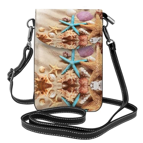 Petit sac à bandoulière imprimé coquillage plage femme fente carte crédit