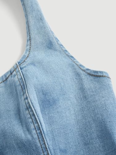 Verdusa Women's Button Front Halter Neck Asymmetrical Denim Crop Top Jean Vest3