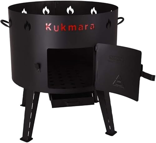 Miniatura 4 de Horno de fuego de leña para Kazan Uchag (horno) para estufa de horno Kazan, 18.5 x 15.55 x 18.3 pulgadas, sartén de hierro fundido con tapa, olla de