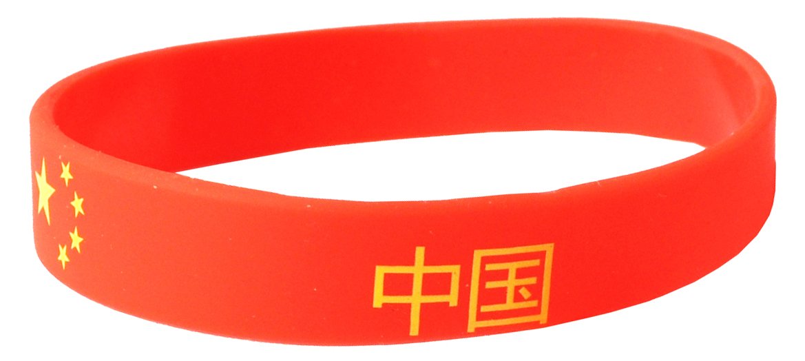 50 x China Red World Cup Sports Event Football Country National Flag Silicone Wristbands