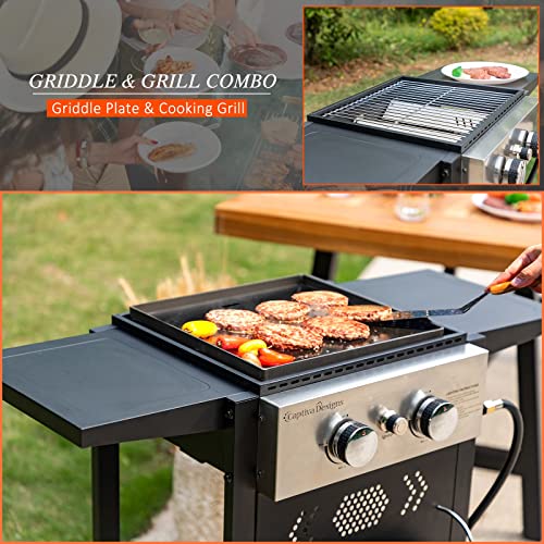 Sophia-William-2-Burner-Gas-Grill-and-Griddle-Combo-Portable-Flat-Top-Grill-Outdoor-Propane-Griddle-Cooking-Station-with-Side-ShelvesLid-and-Hose-Regulator-for-Camping-BBQ-Black