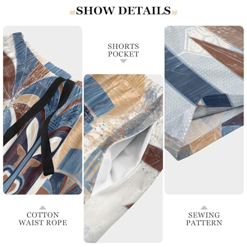 Men's Short Pajama Bottoms Tiki Masks Palm Tree Home Casual Sleep Pants Loose Fit Lightweight with Drawstring4