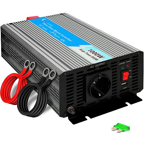 Onduleur 12v 220v sinus pur 1000W 2000W pour voiture et panneau solaire