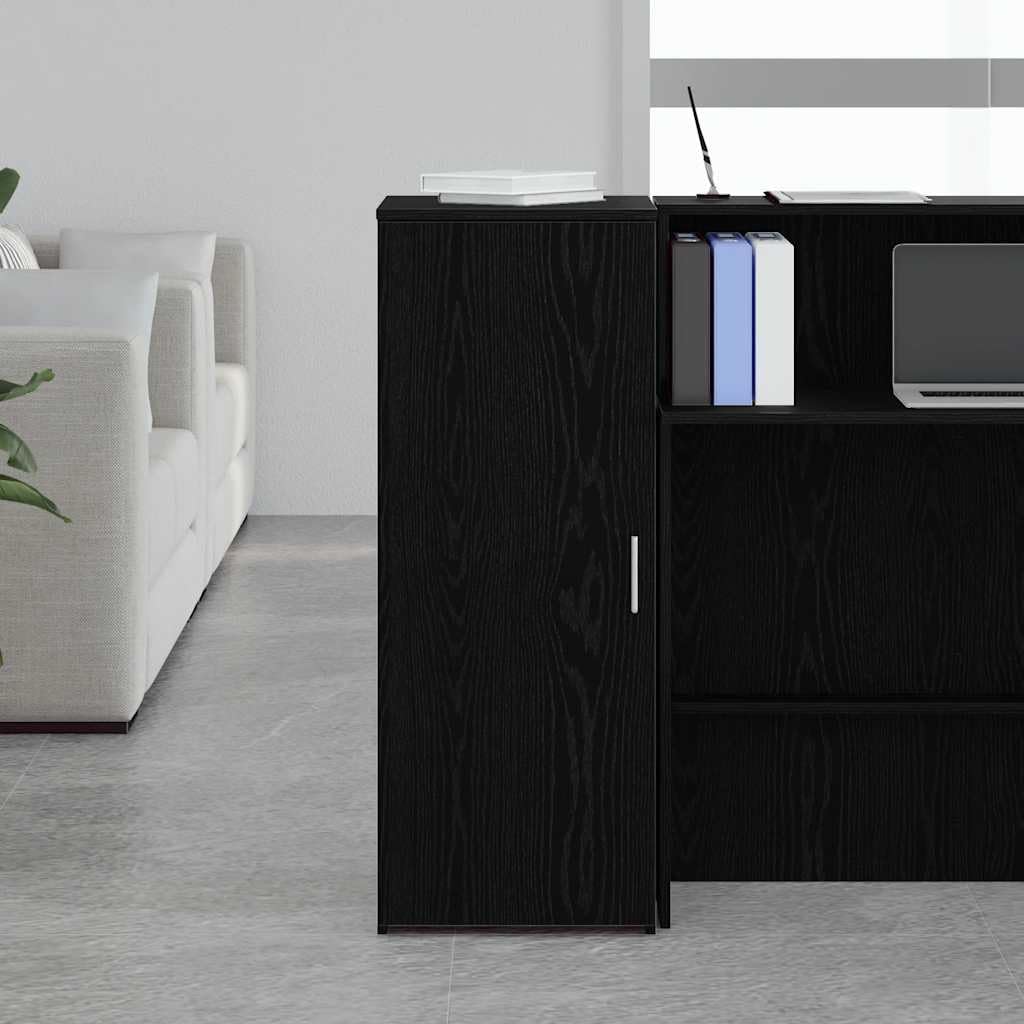 Armadio portaoggetti, nero, in legno, 40 x 45 x 103,5 cm, con ripiano e porta, armadio da ufficio per documenti e documenti, armadio multiuso per la casa e la cantina