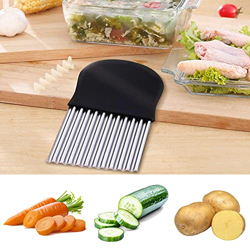 Vegetable Fruit Salad Cutter 2 Pieces Potato Cutter for Chips Knife Wave Cutter Potato Wave Knife for Cutting Potatoes, Onions, Radishes, Cucumbers - Image 3