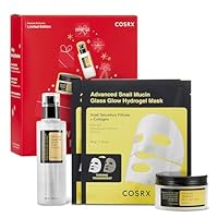 COSRX Snail Mucin Limited Holiday Gift Set with Snail Mucin Repairing Serum, Moisturizer & Collagen Face Mask, Korean Skin Care Set, Stocking stuffers, Gifts for Women, Amazon Exclusive