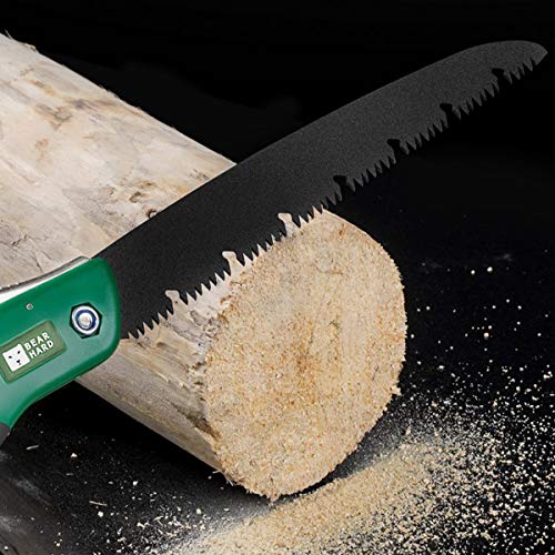 Bearhard Folding Saw, Pruning Wood Hand Saw, 10 Inch SK-5 Carbon Steel Blade with Triple Cut Teeth & Teflon Coating, w/Secure Lock Comfort Non-slip Grip for Camping, Pruning, Wood Working