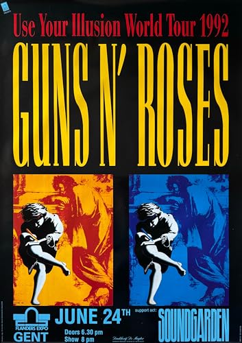 Affiche Guns N' Roses Use Your Illusion Tour 1992 Belgique 65X95