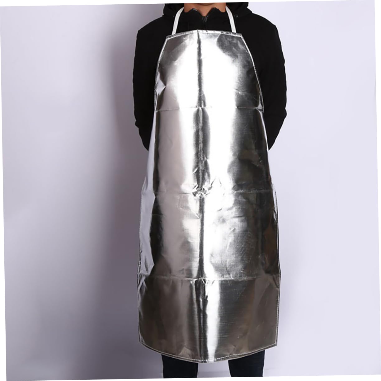 NUOBESTY Feuerfeste Schürze Verstellbar, Ölbeständig, aus Aluminiumfolie | Silberfarben, Kunststoff, Schützt Kleidung und Haut vor Funken, Spritzern und Verbrühung Zufällige Farbe