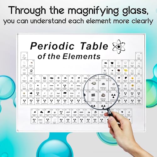 Image of Dissyou Periodic Table with 83 Real Elements,Acrylic Periodic Table Chemical Elements with Wooden Stand,Gift for Students Science Lovers Kids