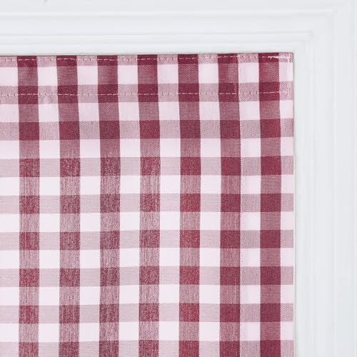 Image of TWOPAGES No Drill Cordless Buffalo Plaid Roman Shades Roman Blinds for Windows, Custom Made Room Darkening Country Checkered Blinds Farmhouse Shades, Red Small Plaid, 1 Piece