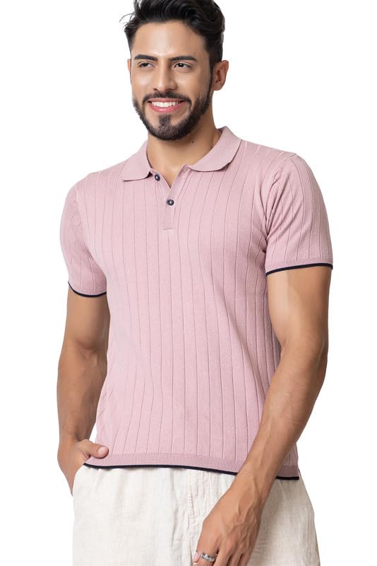 Image of Armisto Men's 100% Cotton Fancy Party Polo T-Shirt /Neutral Colour