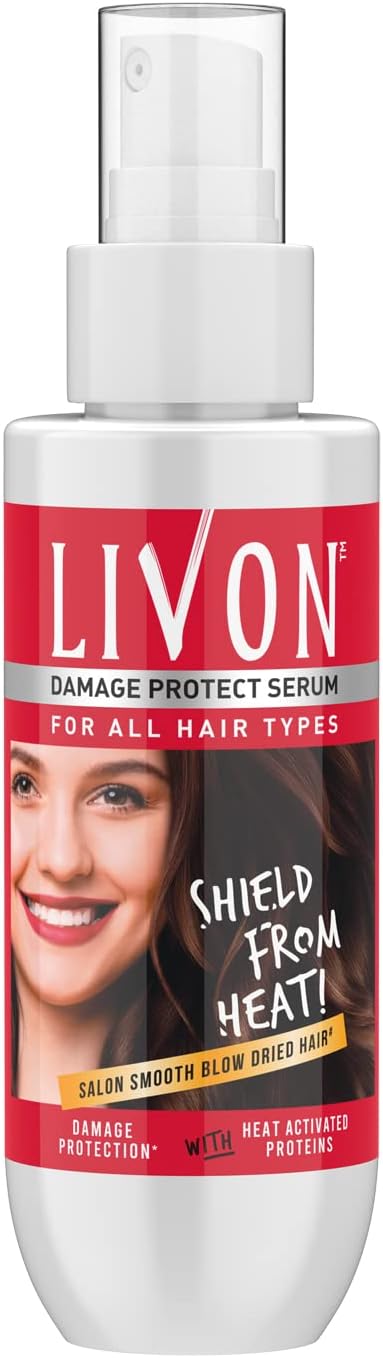 Livon Damage Protect Serum for Women & Men | Protection up to 250°C & 2X Less Hair Breakage | With Heat Activated Proteins - 100ml