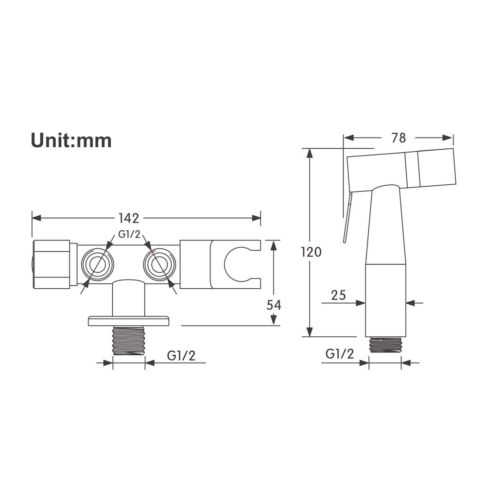 Bidet-Sprühgerät mit zwei Wasserdurchflussmodi, Edelstahl, gebürstet, tragbar, Tuch, Windelwäscher, Duschsprüher-Set, Wandmontage, Badezimmer, Dusche, Bidethahn for die persönliche Hygiene, Bodenreini