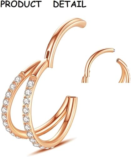 Miniatura 3 de Piercing de aro de nariz de acero inoxidable de 20G, 18G, 16G, 14G, septum, aro para la nariz, aro para tabique tripledoble sin costuras con