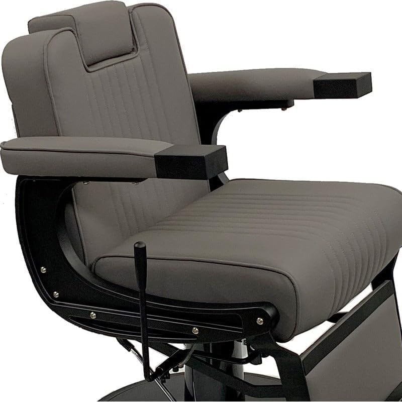 Genérico Sillón Barbero Vintage hidráulico reclinable y Giratorio con reposabrazos Modelo Mamba Gris