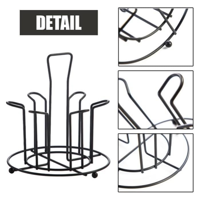 Image of Handcrafted Wrought Iron Glass Stand | Tumbler Holder for Kitchen /Dining Table | Rectangular Glass Organizer Rack | Rustic Drinkware Holder (ROUND DESIGN)
