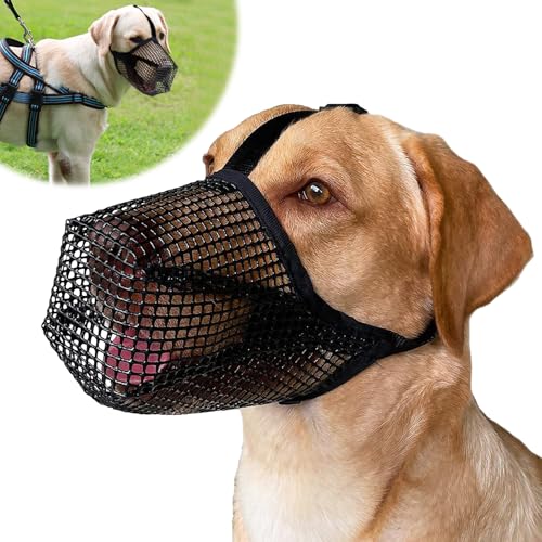 Vlecexs Museruola per Cani, Museruola Traspirante Cani Regolabile, Maschera L'addestramento Caccia Masticazione, Anti-Masticatore Museruolas Morbida Rete Traspirante per Taglia Piccola Media Grande,XL