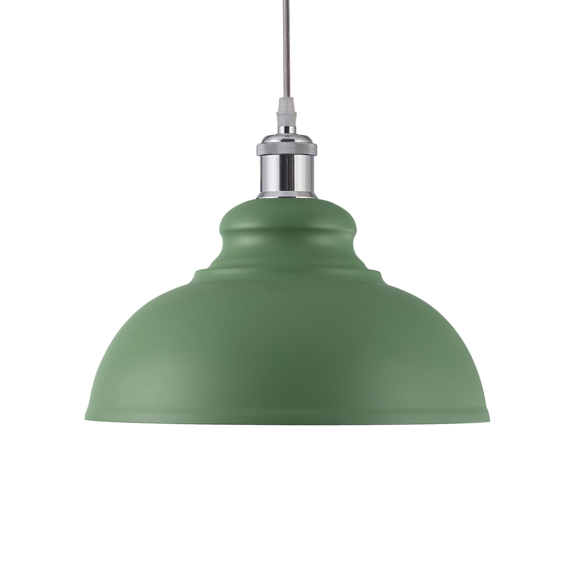 iTrend Metal Ceiling Lamp Shade - Easy Fit Light Pendant - Modern Ceiling Lighting Shade for Bedroom, Hallway, Office, Café, Restaurant - Industrial Light Shade Ceiling Pendant (Green/Inner White)