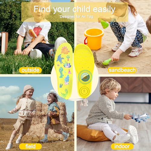 Image of RFUNGUANGO Airtag Shoe Insoles for Kids, Pink Rainbow (1‑2 Big Kid) | Airtag Hidden Insoles, Tracker Devise Case, Comfortable Insoles (7.66-8.26 IN Trimmable Insoles)